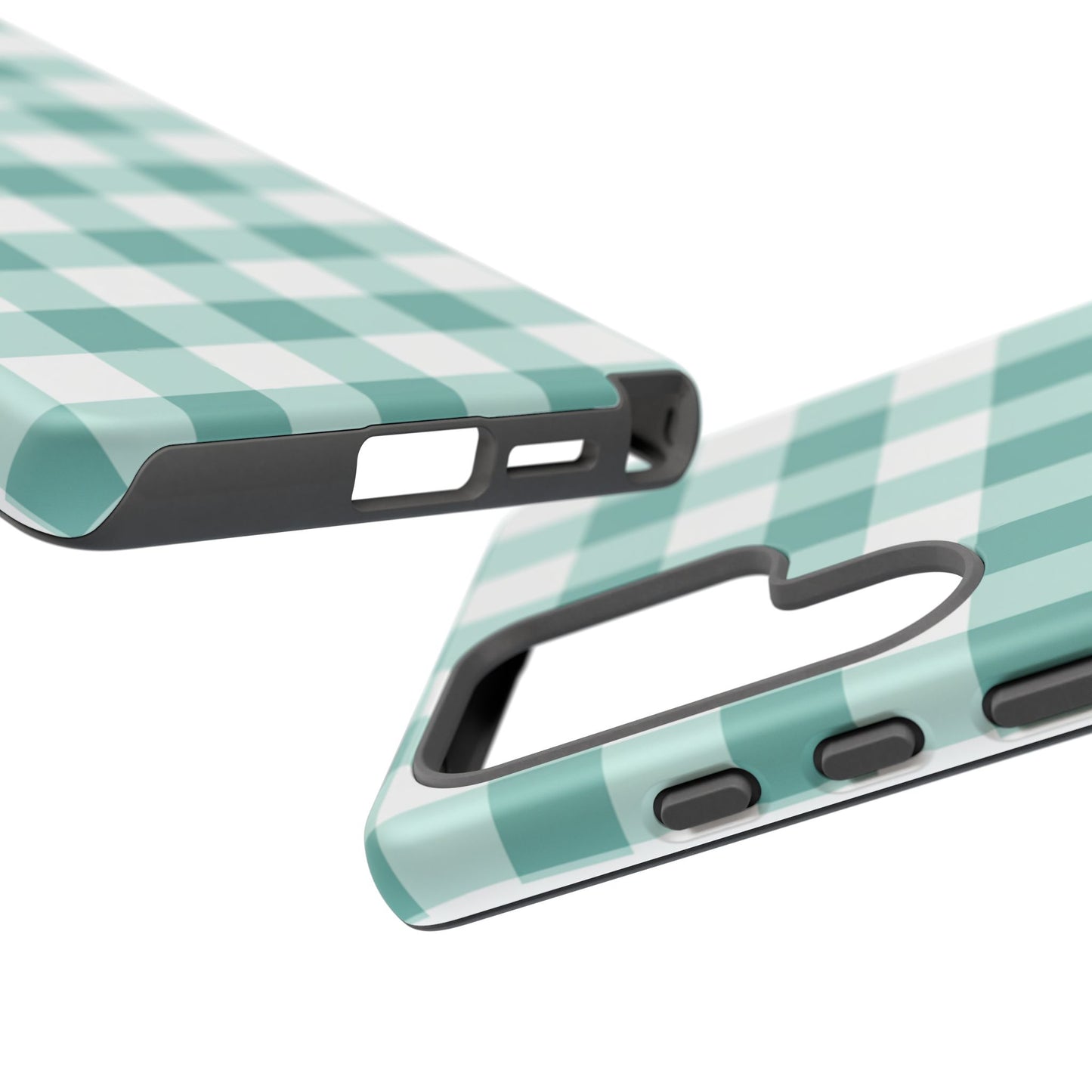 Mint Green Buffalo Check Tough Phone Case — Durable Plaid Protective Cover