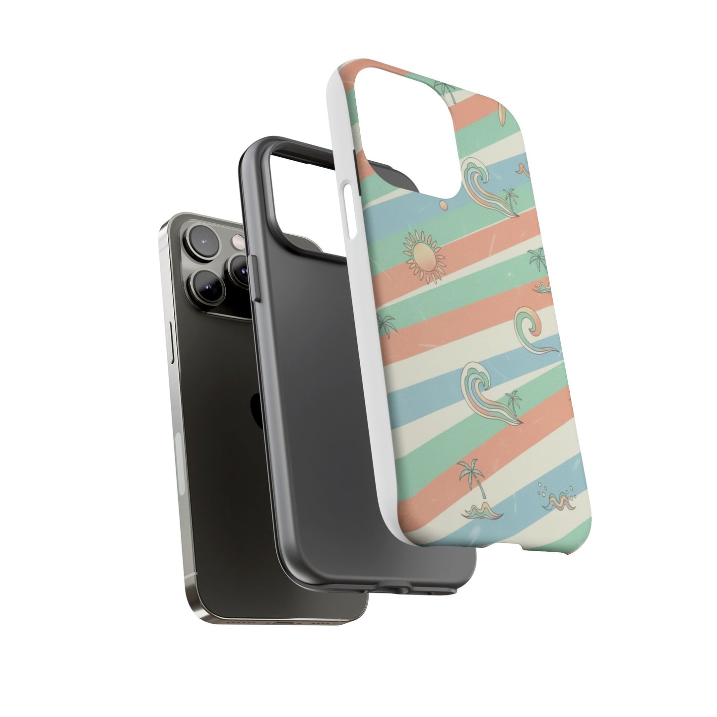 Surf Stripe Tough Phone Case — Retro Beach Waves Pattern