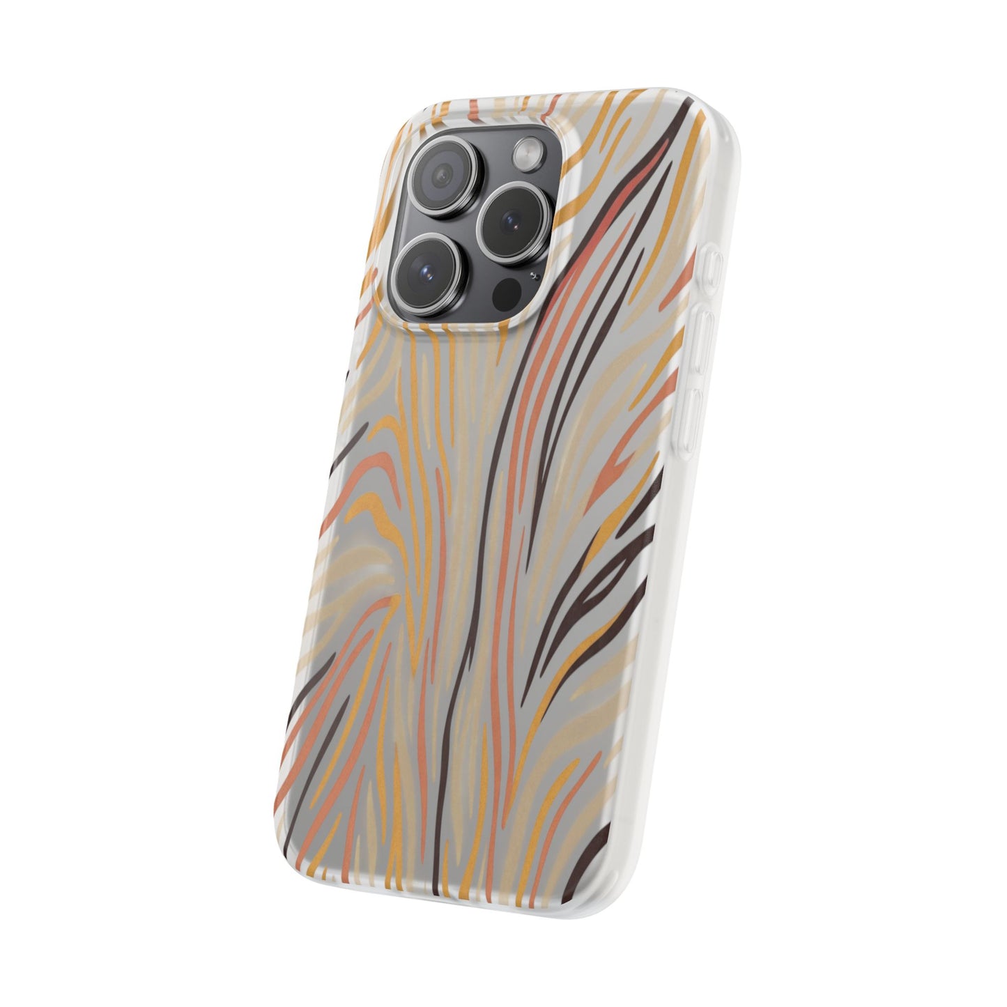 Marbled Neutral Stripe Phone Case — Abstract Beige & Terracotta Flexi Case