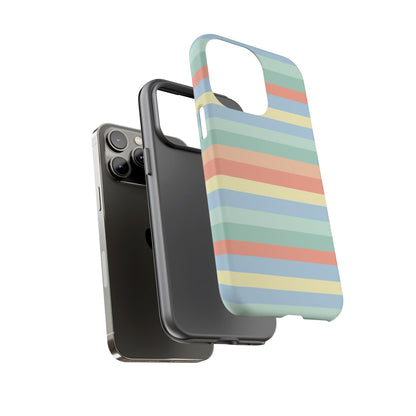 Pastel Striped Phone Case — Retro Horizontal Multi-Color Tough Case