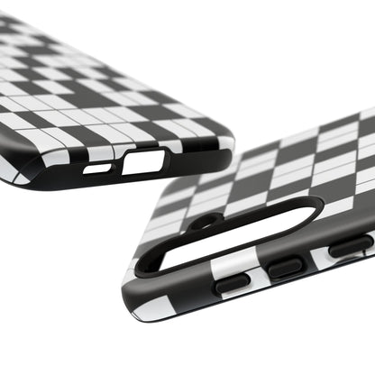 Crossword Grid Phone Case — Black & White Puzzle Pattern Tough Phone Cover