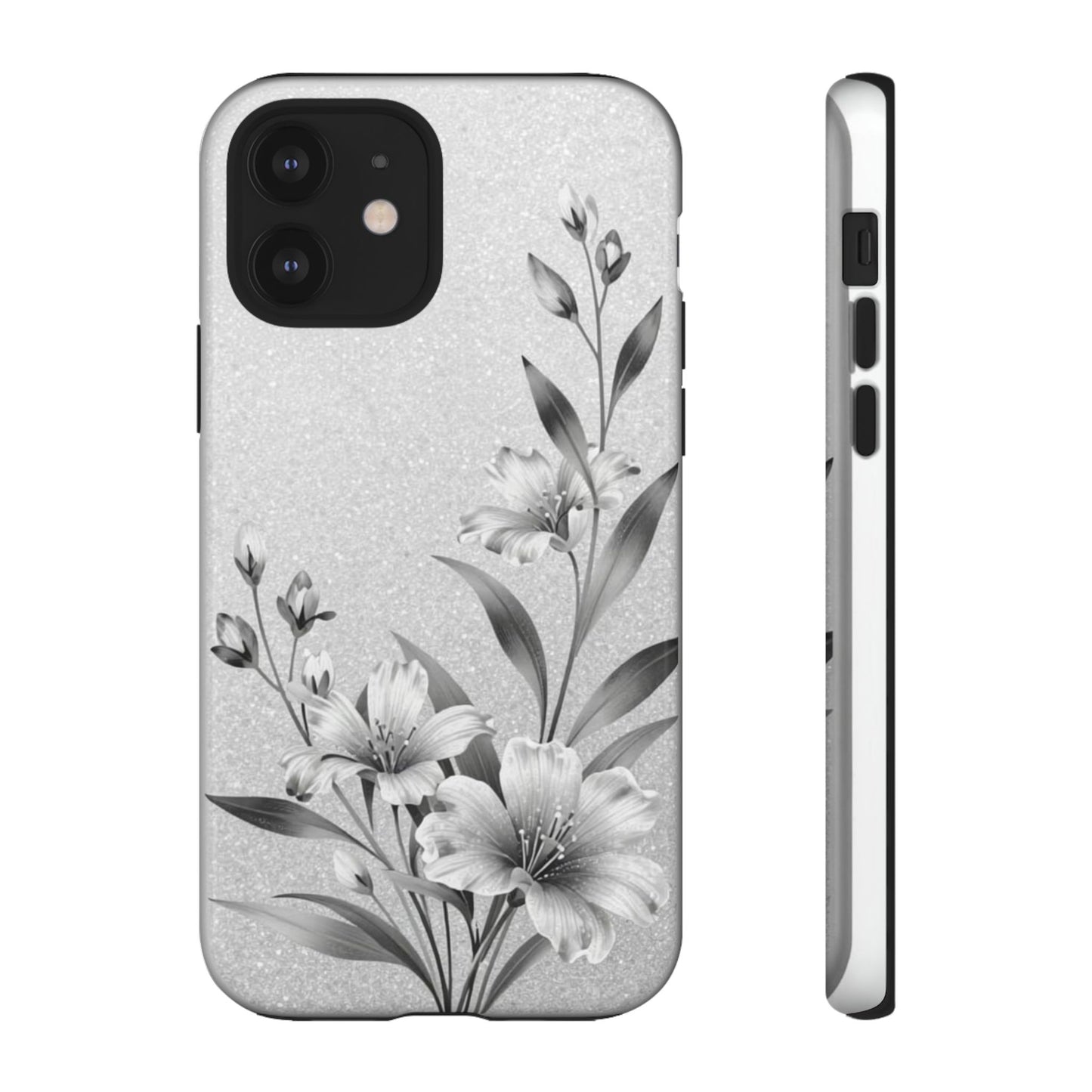 Floral Monochrome Phone Case — Elegant Black & White Lily Design