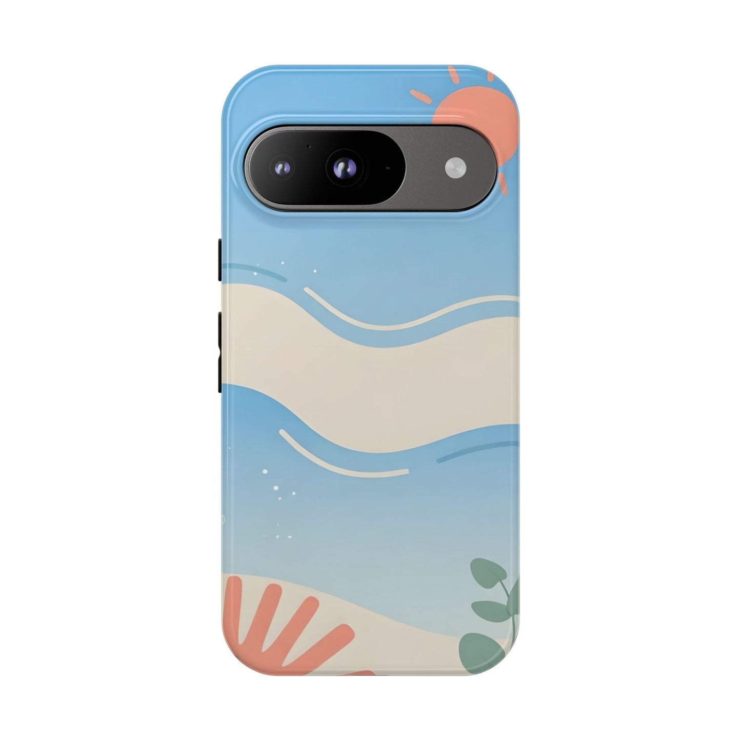 Beach Waves Tough Phone Case — Summer Sun & Seashell Protective Cover