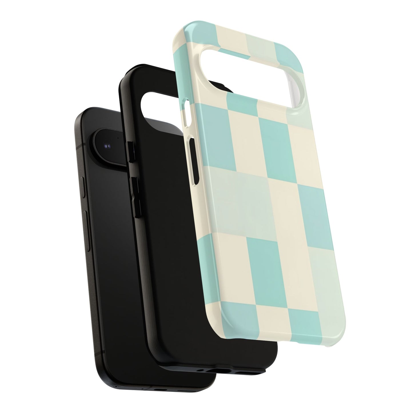 Pastel Checkerboard Tough Case – Mint & Cream Protective Phone Cover