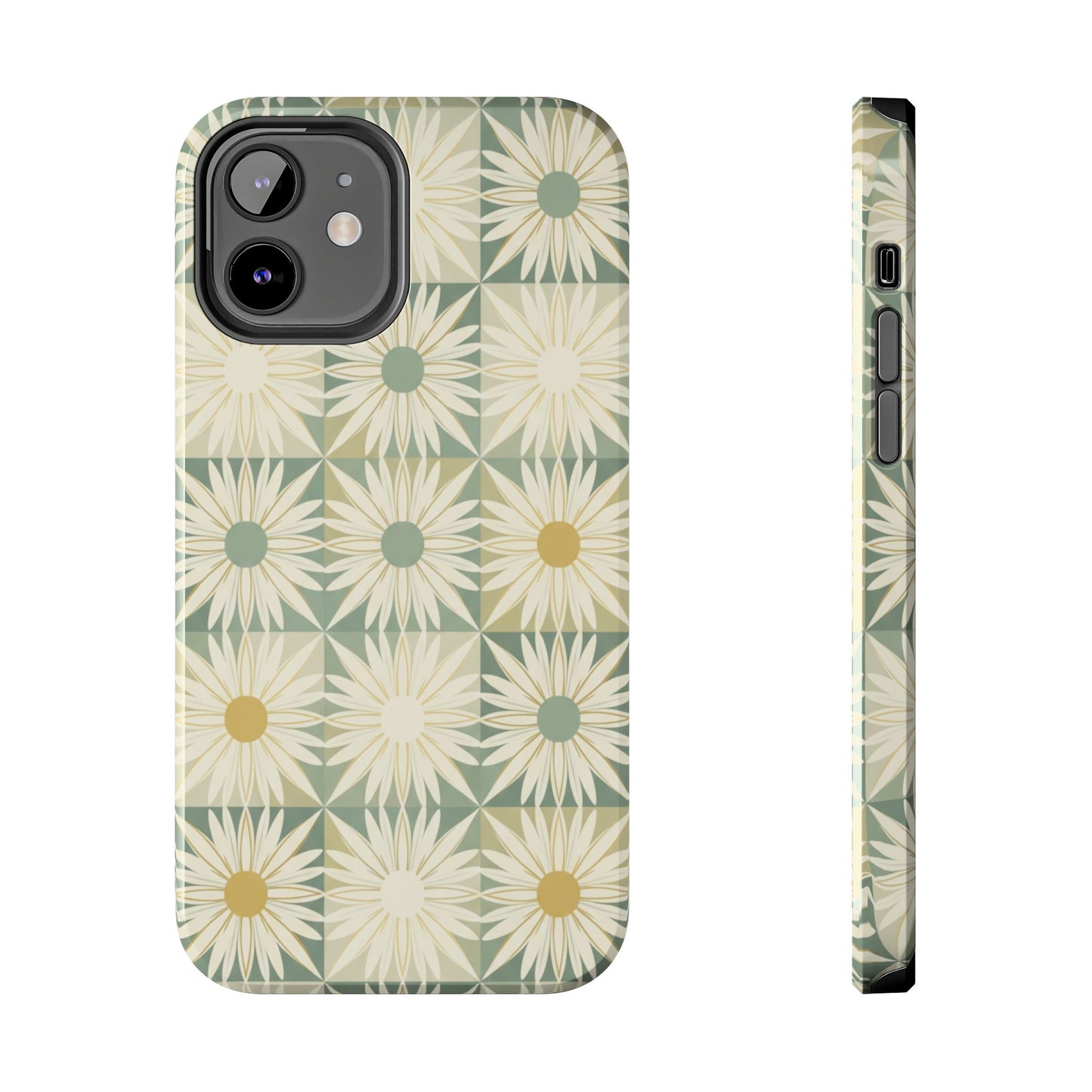 Retro Daisy Tough Phone Case — Vintage Floral Protective Cover for iPhone
