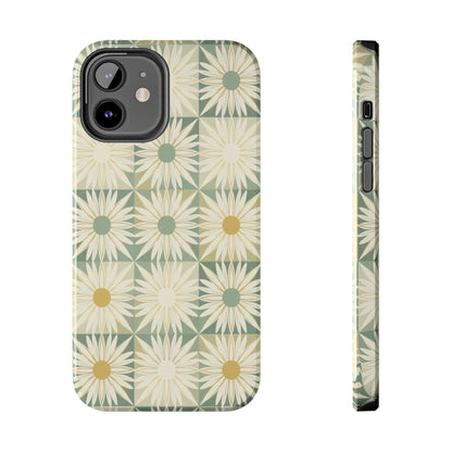 Retro Daisy Tough Phone Case — Vintage Floral Protective Cover for iPhone