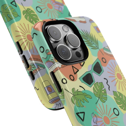 Tropical Summer Phone Case — Retro Sunglasses, Sneakers & Palm Pattern