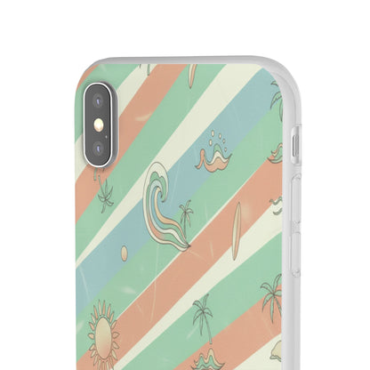 Beach Vibes Phone Case — Retro Pastel Surf & Palm Protective Flexi Case