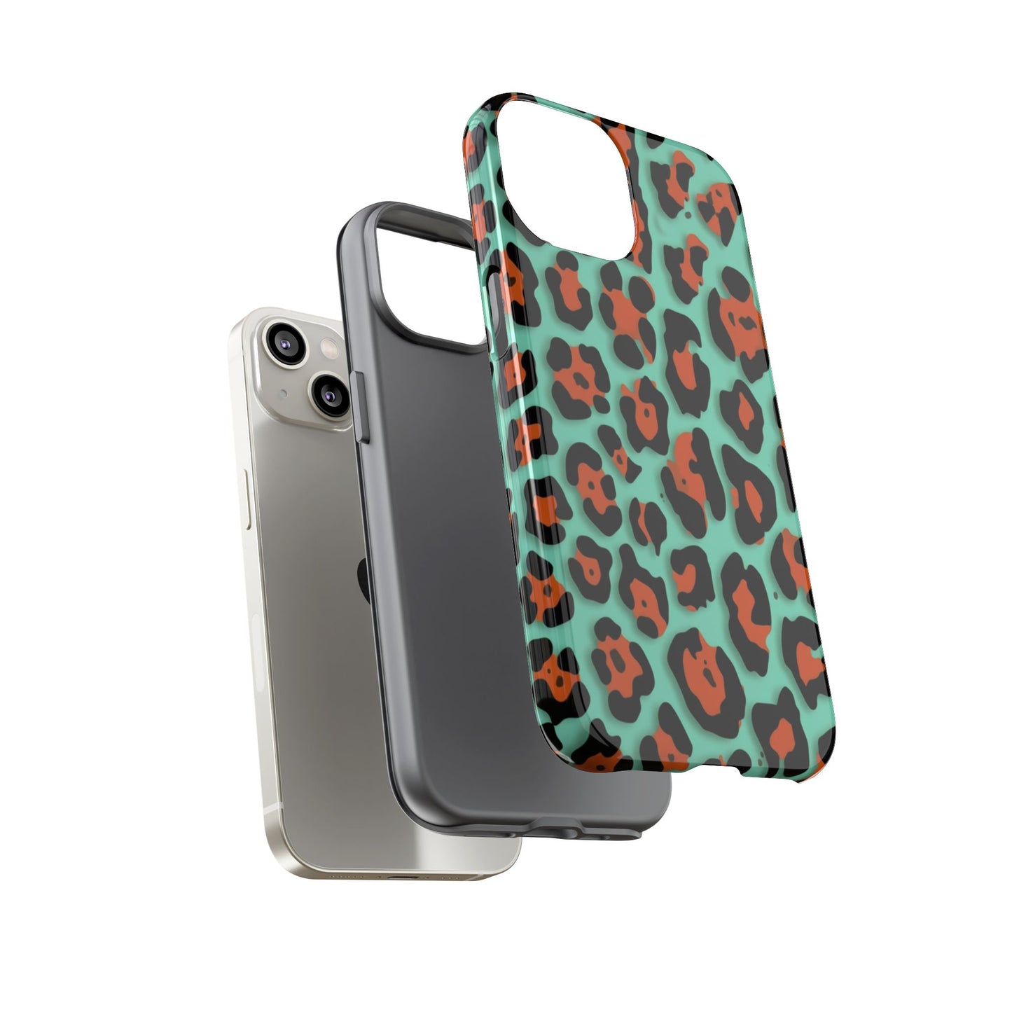 Teal & Rust Leopard Phone Case — Tough Protective Animal Print