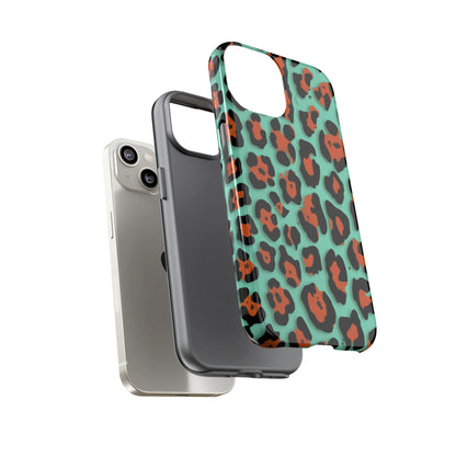 Teal & Rust Leopard Phone Case — Tough Protective Animal Print