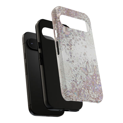 Butterfly Glitter Tough Phone Case — Floral Sparkle Protective Case