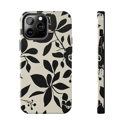 Tough Phone Case — Black Floral Silhouette Protective Cover