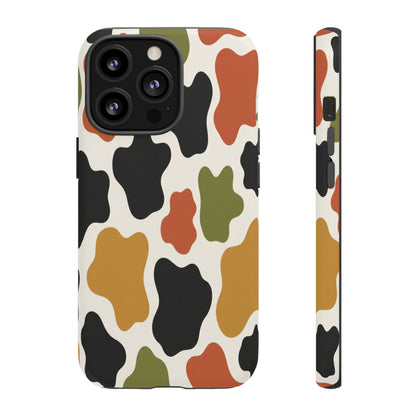 Camouflage Pattern Tough Phone Case – Retro Olive, Rust & Mustard Protective Cover