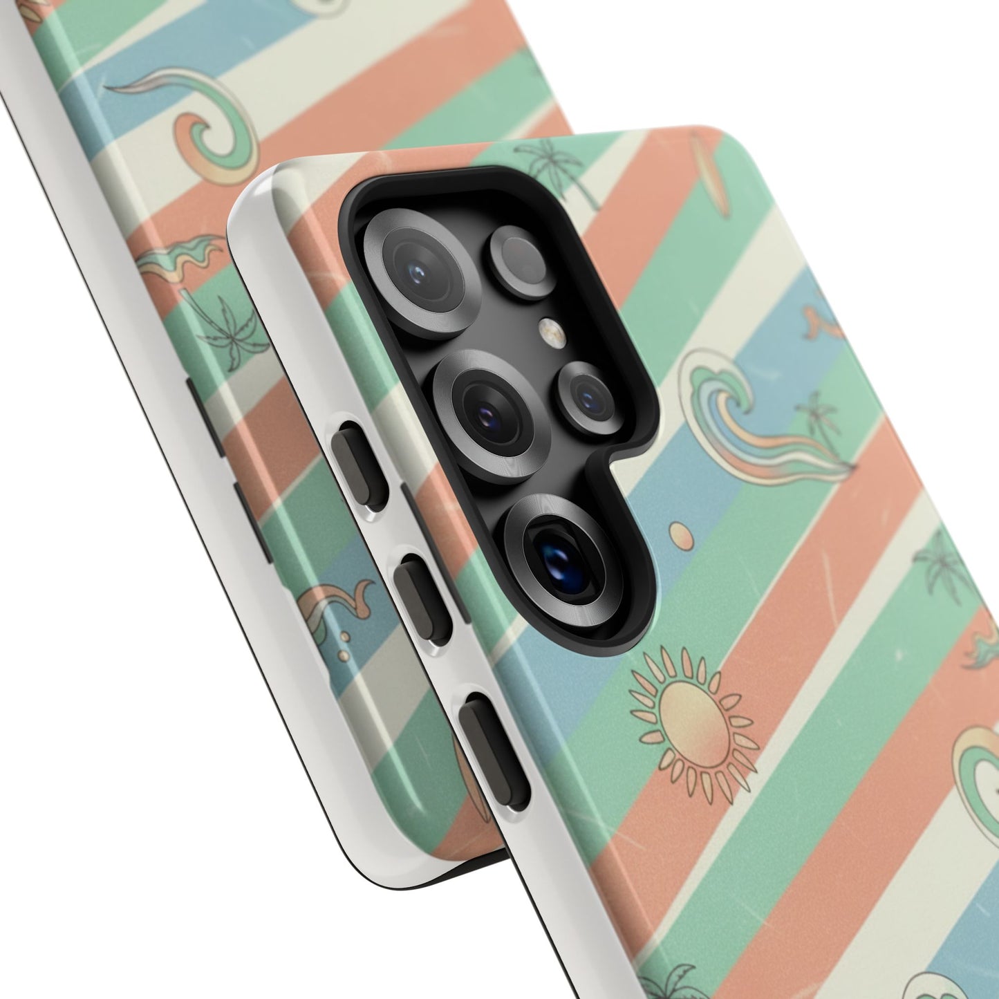 Surf Stripe Tough Phone Case — Retro Beach Waves Pattern