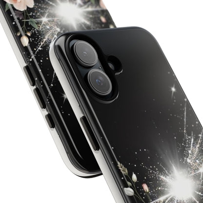 Floral Burst Phone Case — Protective Black Sparkle Design