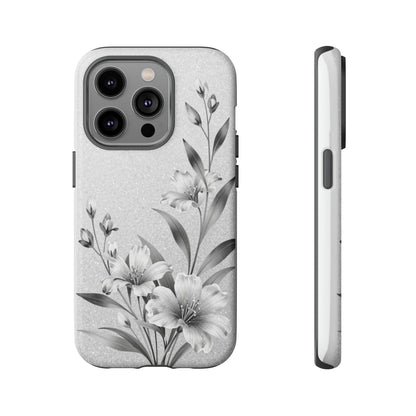 Floral Monochrome Phone Case — Elegant Black & White Lily Design