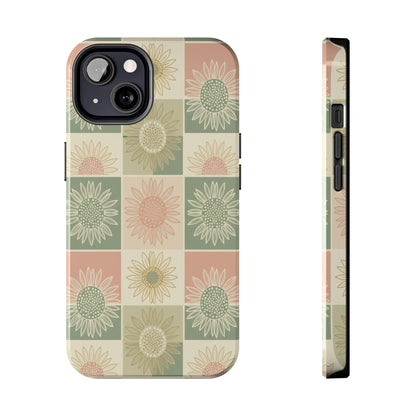 Copy of Copy of Copy of Sunflower Check iPhone Tough Phone Case — Retro Pastel Floral Protective Cover