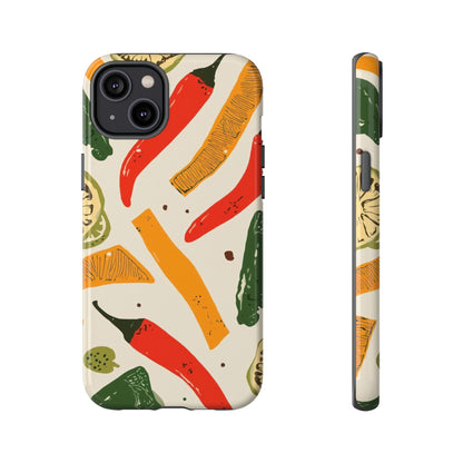 Spicy Peppers Phone Case – Colorful Chili, Lime & Citrus Pattern