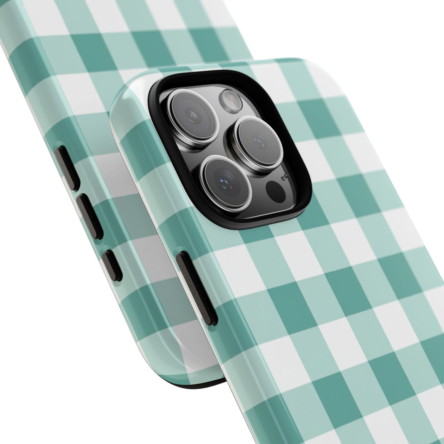 Mint Green Buffalo Check Tough Phone Case — Durable Plaid Protective Cover