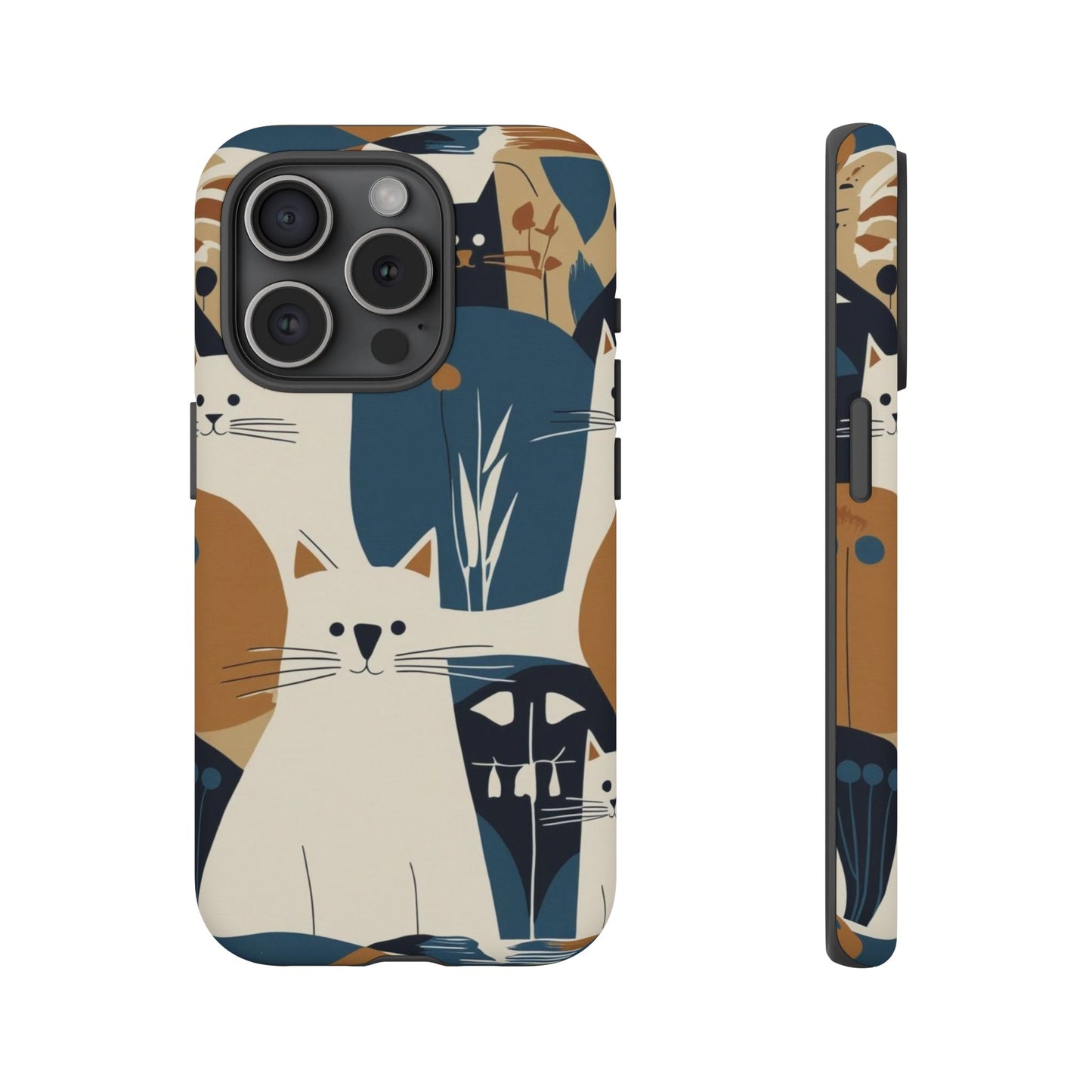 Cat Pattern Phone Case – Retro Abstract Cats Protective iPhone Cover