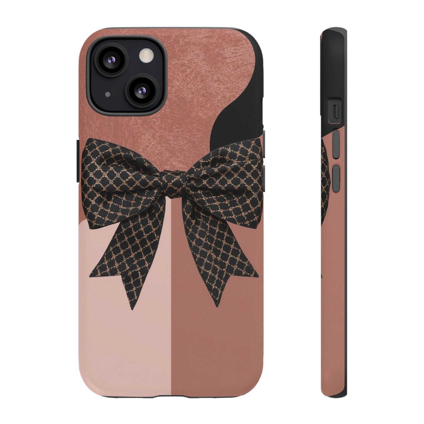 Bow Stripe Tough Phone Case – Pink Mauve Protective Cover