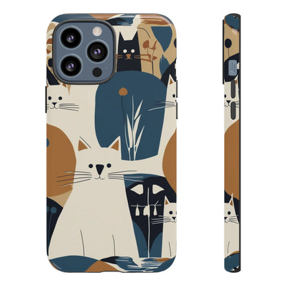 Cat Pattern Phone Case – Retro Abstract Cats Protective iPhone Cover
