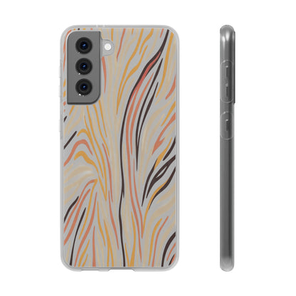 Marbled Neutral Stripe Phone Case — Abstract Beige & Terracotta Flexi Case