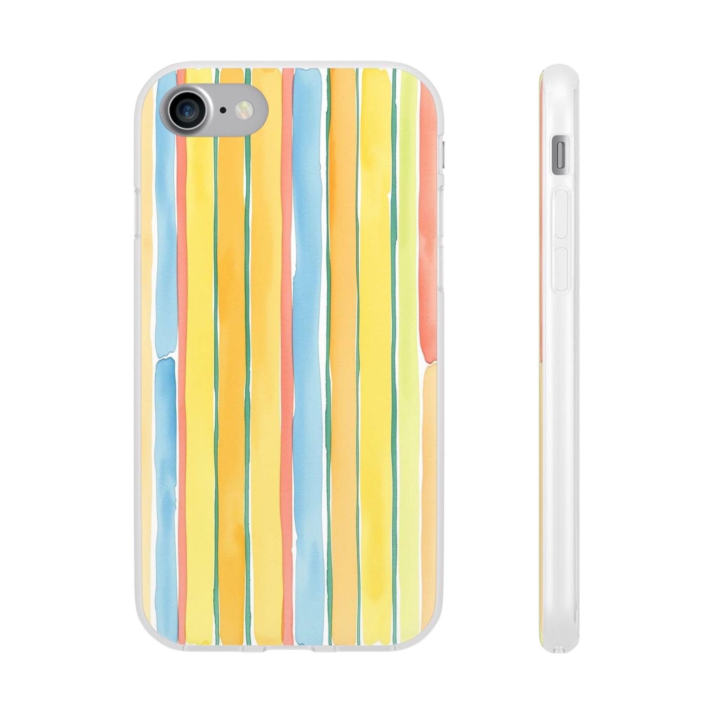 Watercolor Stripe Phone Case — Bright Pastel Vertical Stripes Protective Flexi Case