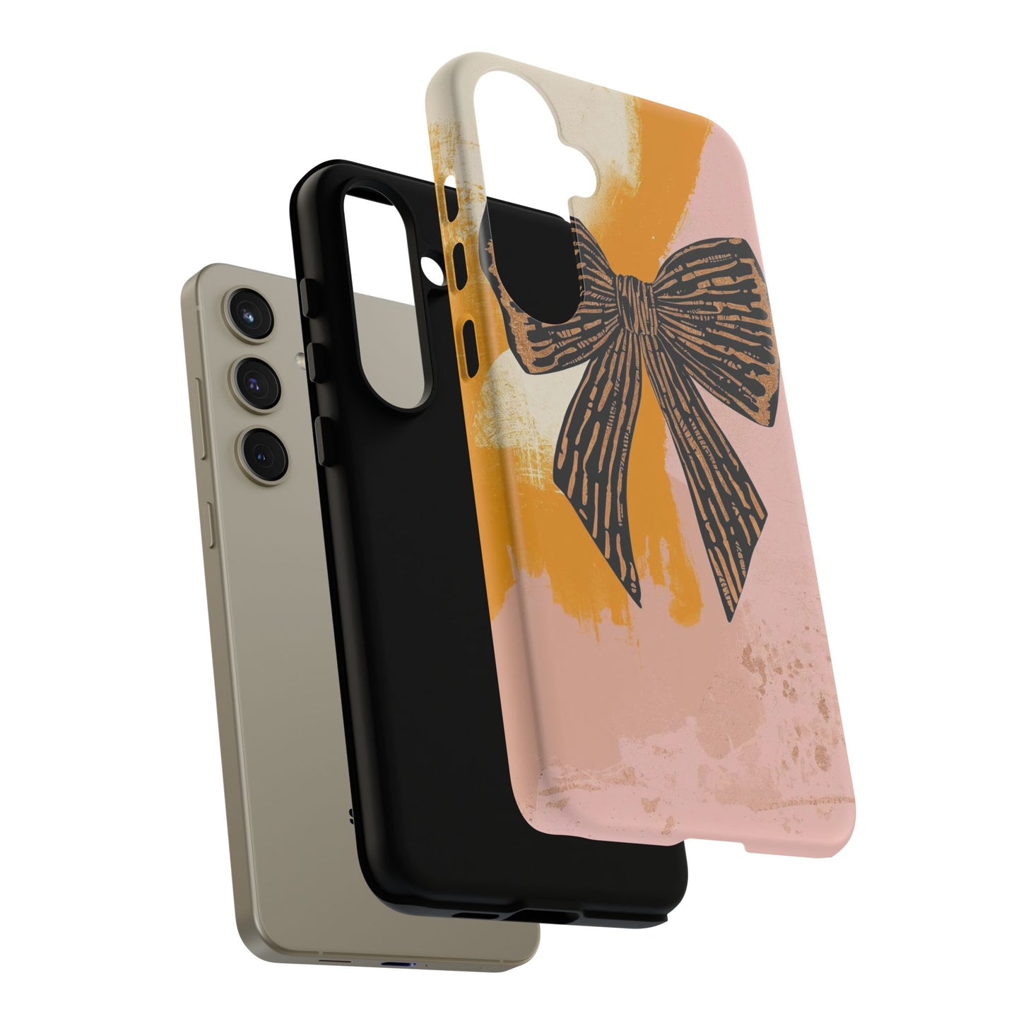 Bow Brushstroke Tough Phone Case — Pink & Mustard