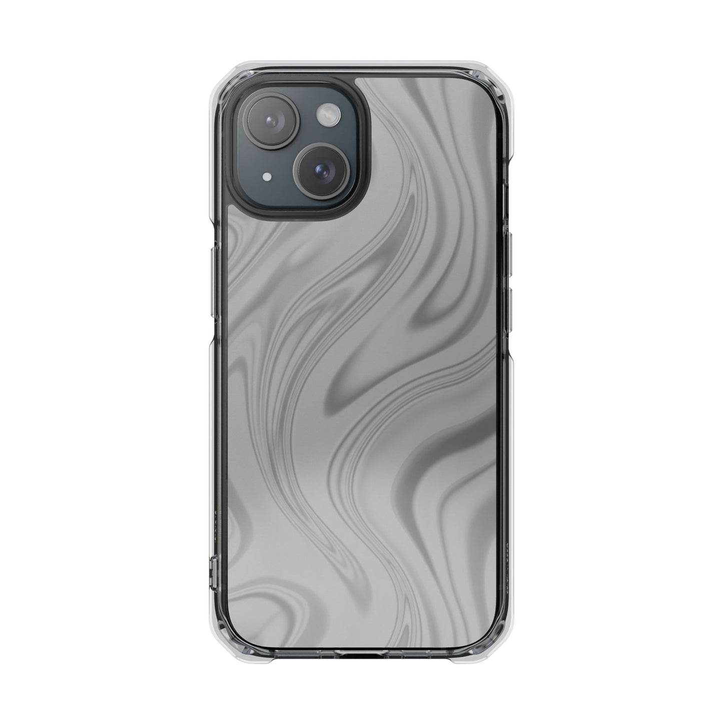 Clear Magnetic Impact Phone Case — Gray Marble Swirl