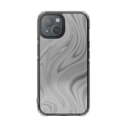 Clear Magnetic Impact Phone Case — Gray Marble Swirl