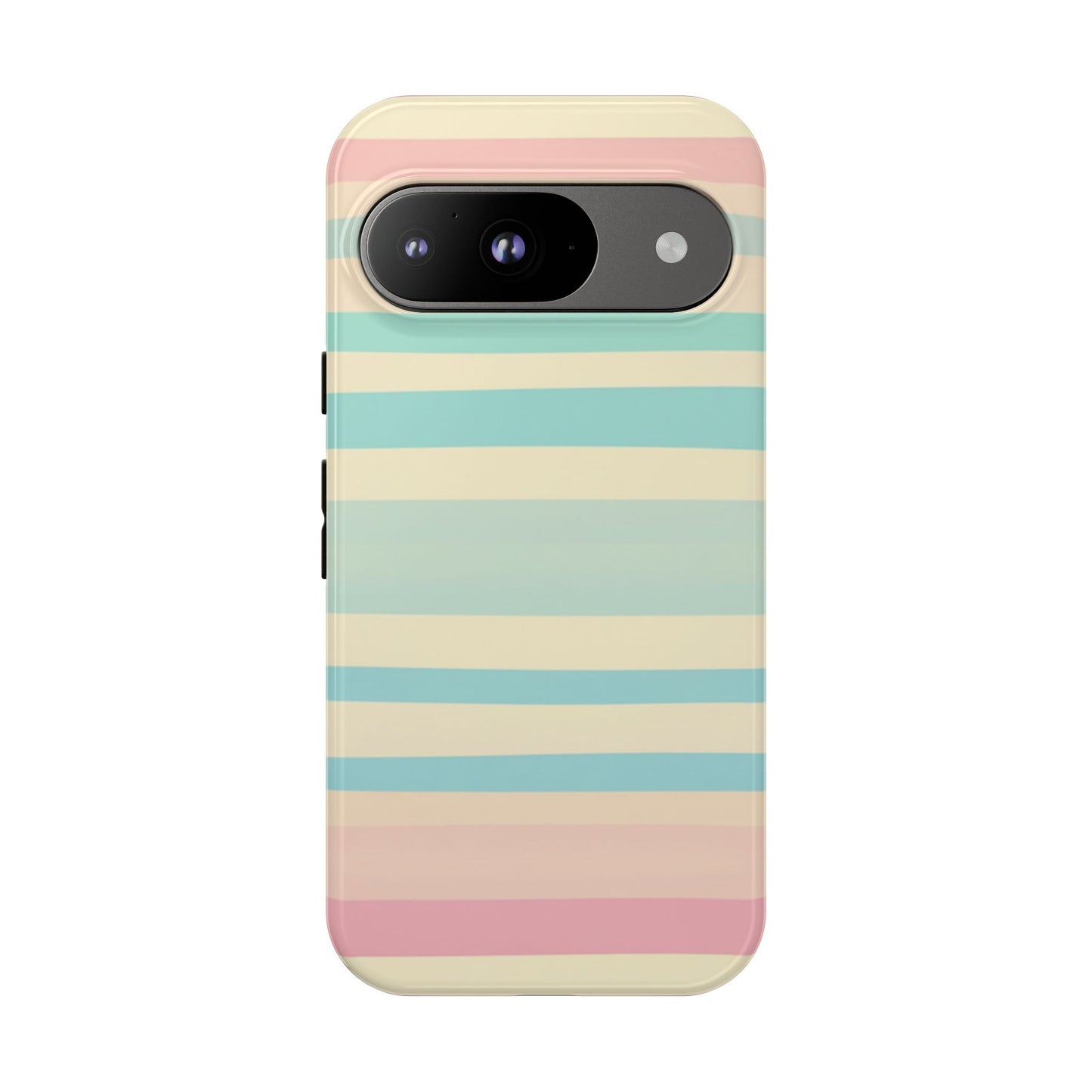 Pastel Striped Tough Phone Case – Protective Retro Rainbow Design