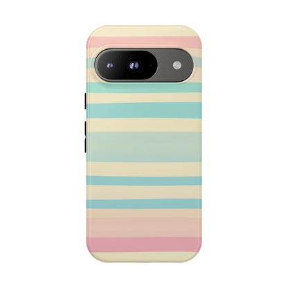 Pastel Striped Tough Phone Case – Protective Retro Rainbow Design