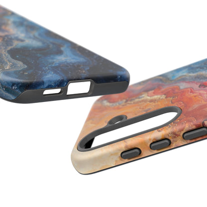 Marbled Galaxy Tough Phone Case — Abstract Blue & Coral Protective Cover