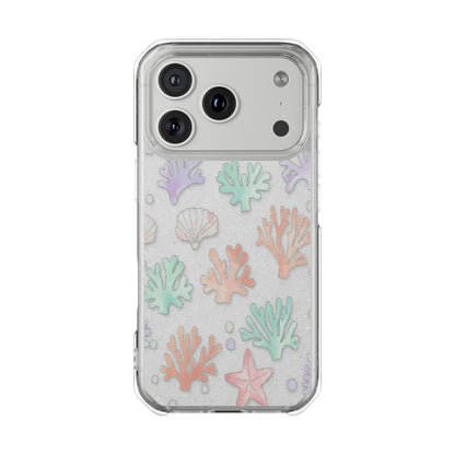 Clear Magnetic Phone Case — Pastel Sea Shell & Starfish Design