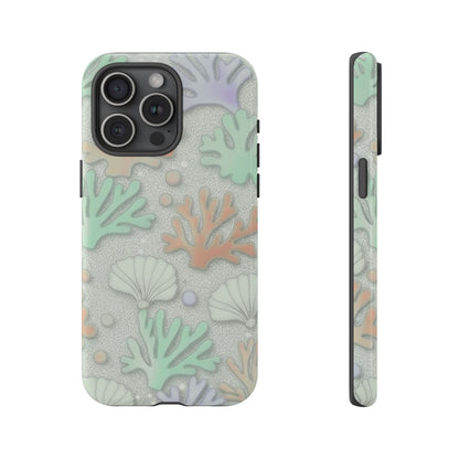 Pastel Coral Reef Tough Phone Case – Sea Shell & Coral Pattern Durable Protector