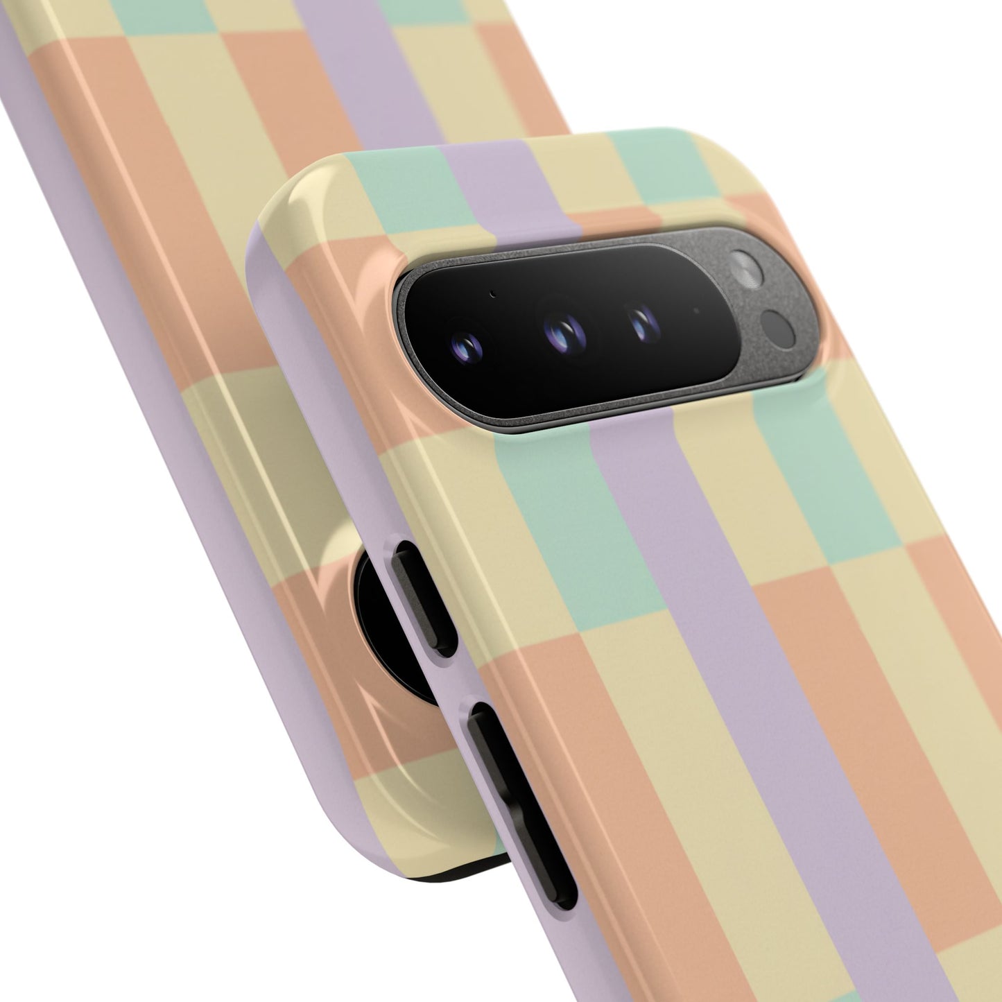 Pastel Checkered Phone Case — Retro Stripe Tough Case