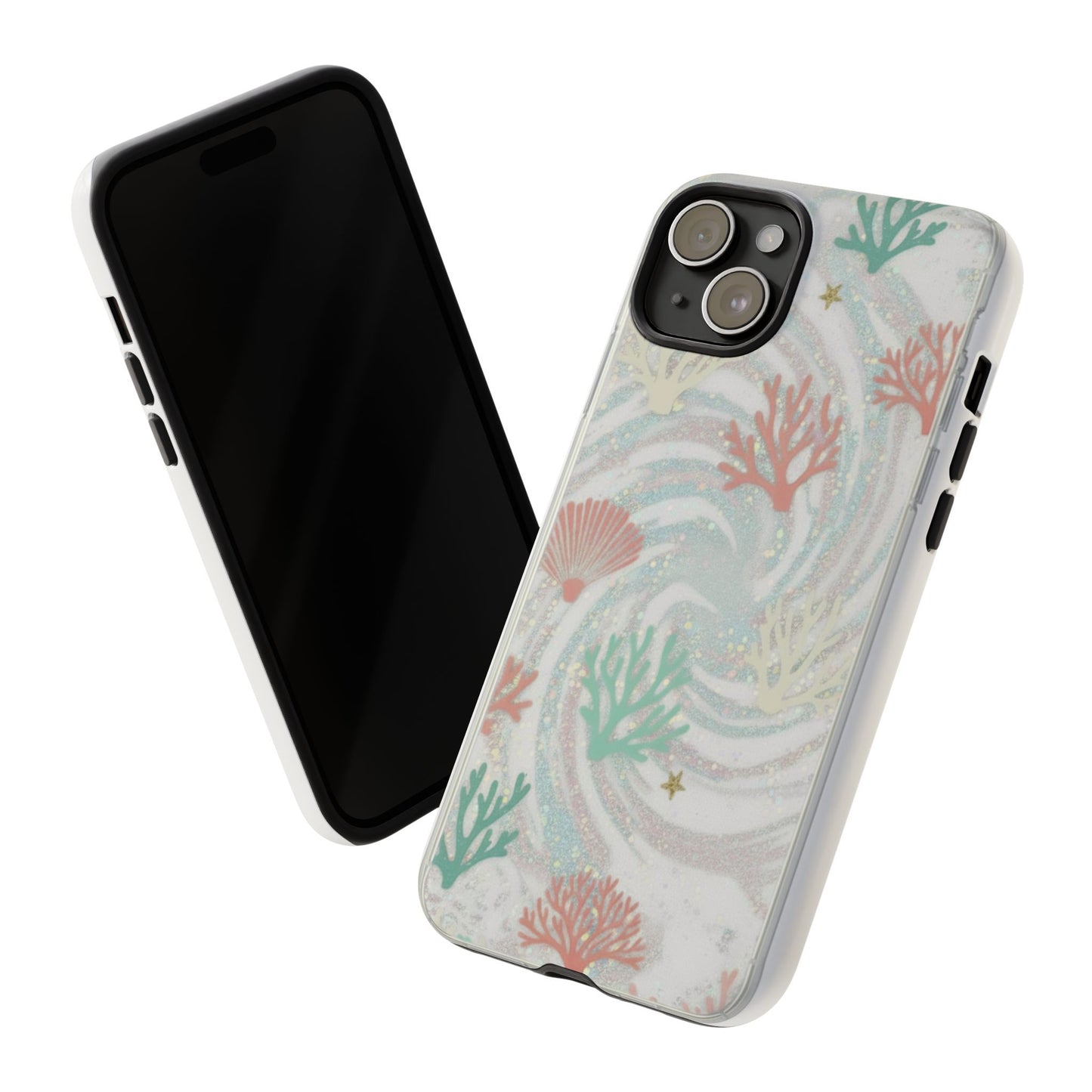 Seafoam Coral Tough Phone Case - Pastel Ocean Wave Design