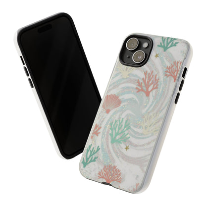 Seafoam Coral Tough Phone Case - Pastel Ocean Wave Design
