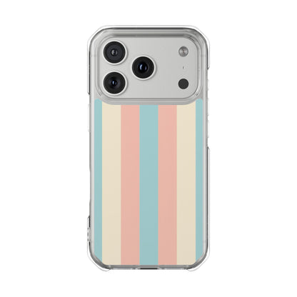 Retro Pastel Stripe Phone Case — Clear Magnetic Impact Case