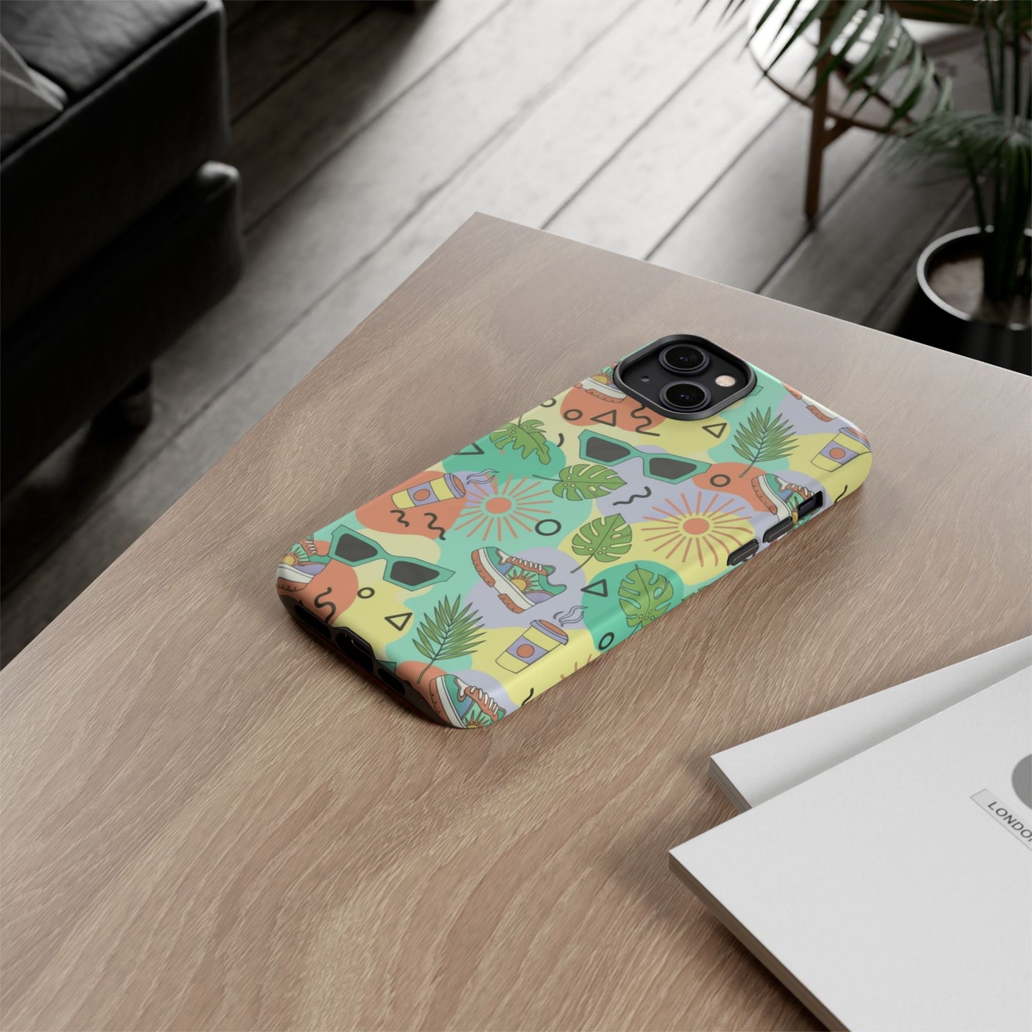 Tropical Summer Phone Case — Retro Sunglasses, Sneakers & Palm Pattern