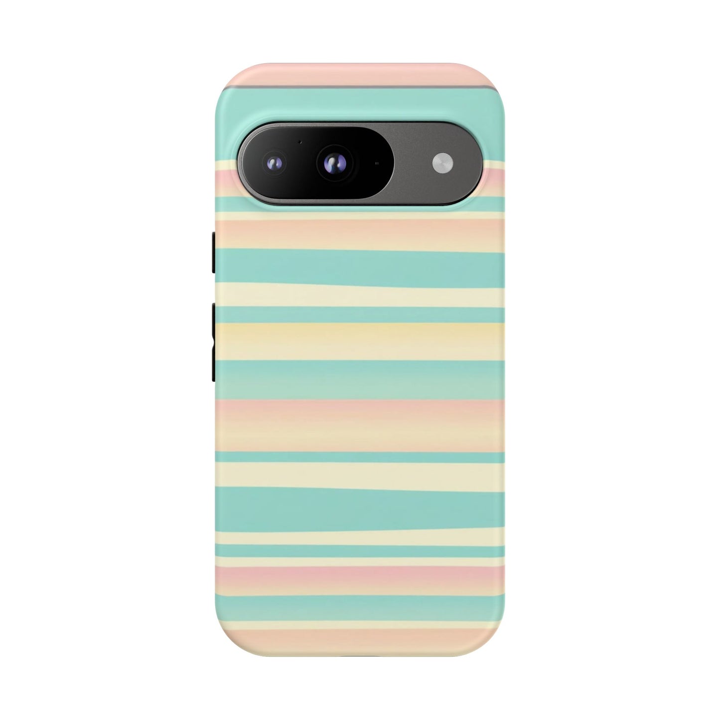 Pastel Striped Tough Phone Case — Mint, Peach & Cream Protective Cover