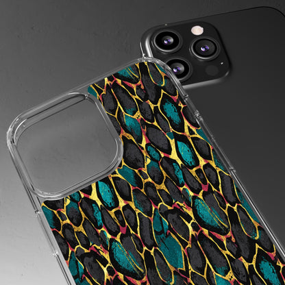 Teal Gold Leopard Clear Phone Case