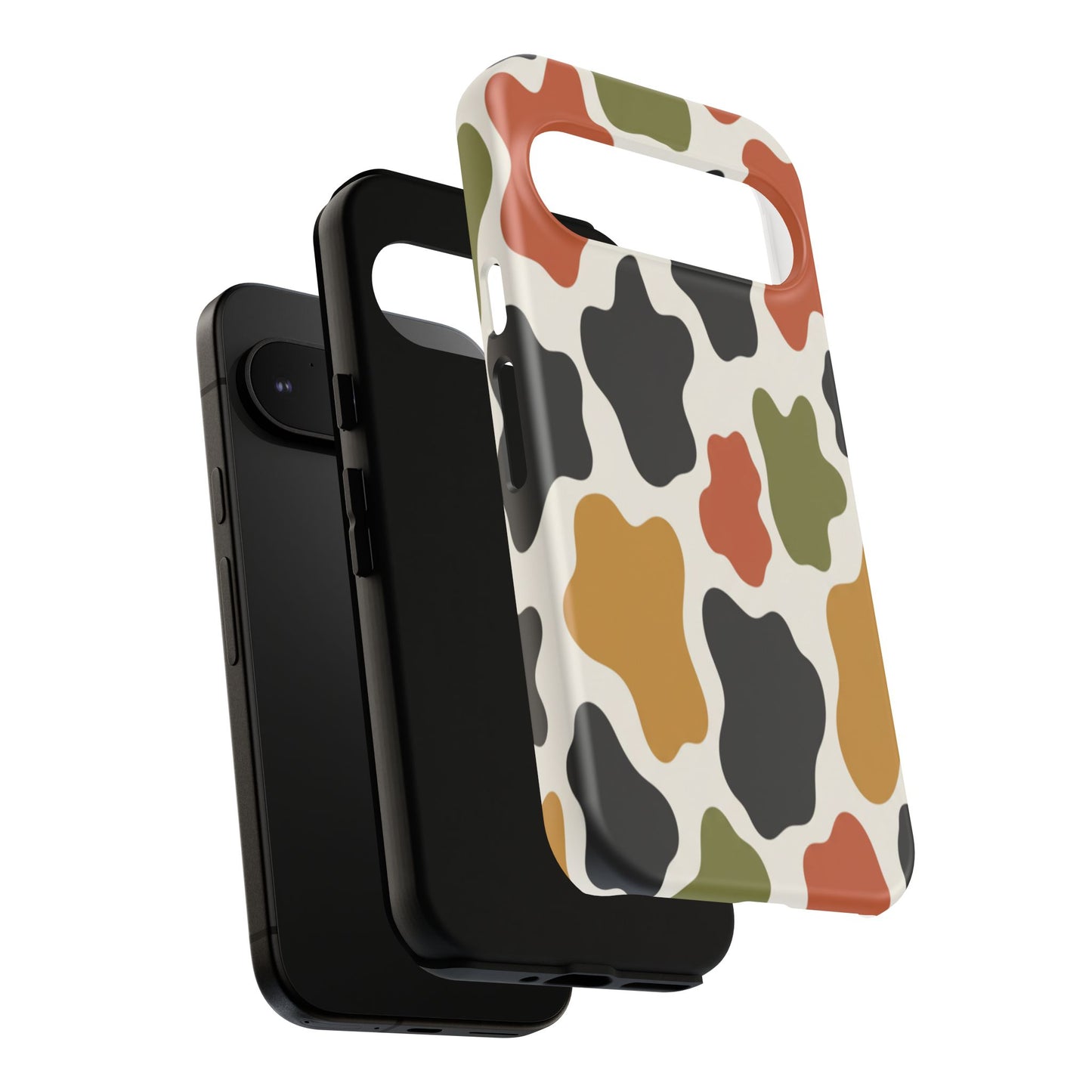 Camouflage Pattern Tough Phone Case – Retro Olive, Rust & Mustard Protective Cover