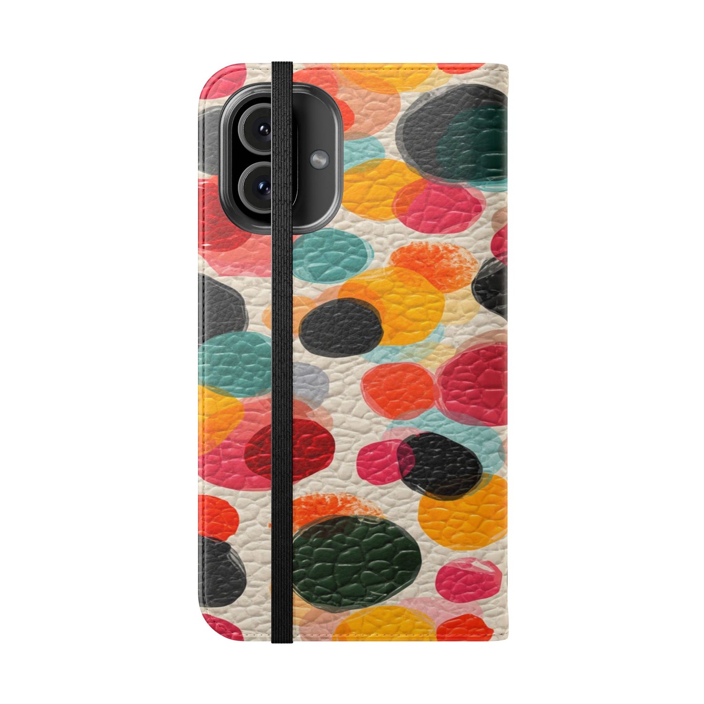 Colorful Confetti Dot Flip Phone Case — Retro Polka Wallet Cover