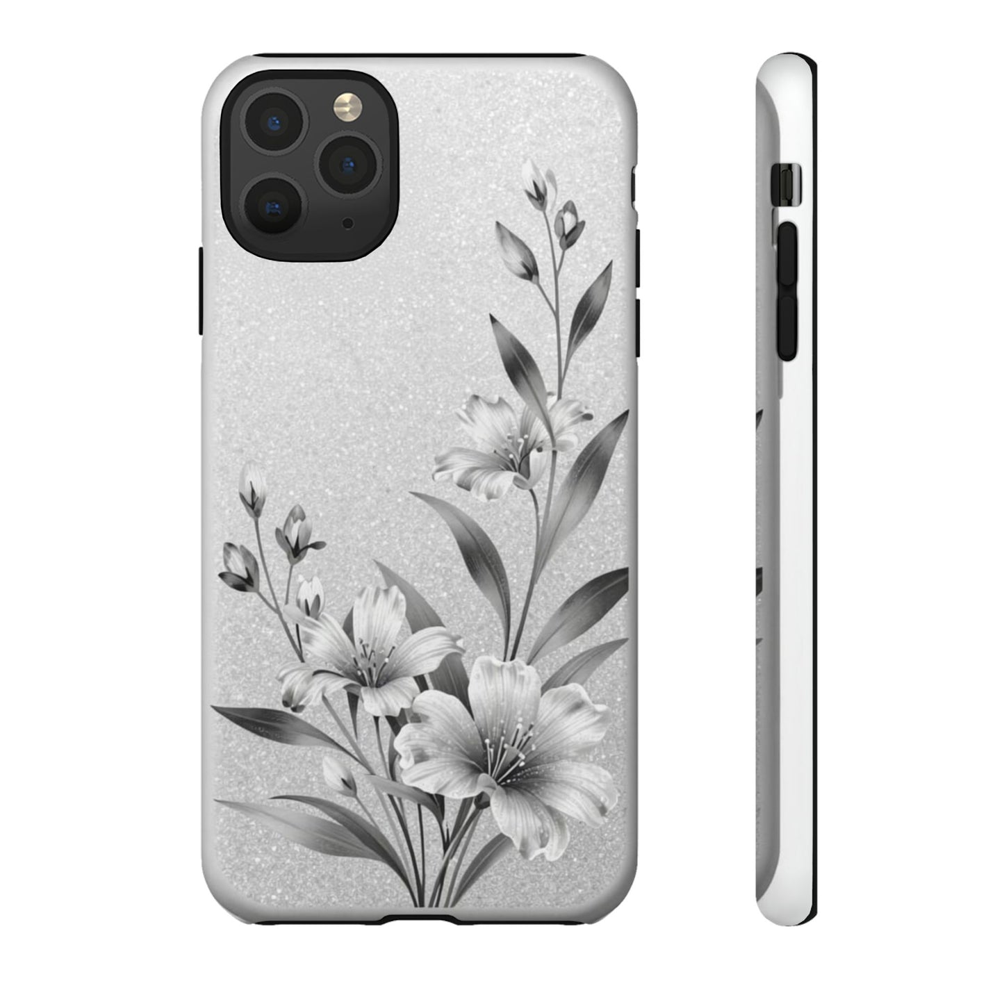 Floral Monochrome Phone Case — Elegant Black & White Lily Design
