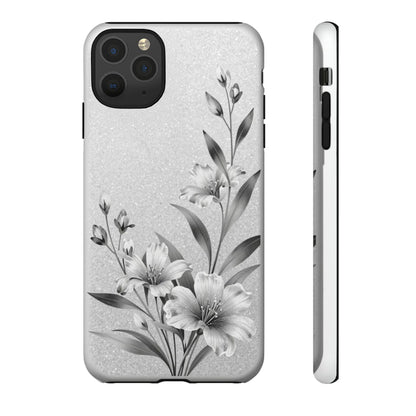 Floral Monochrome Phone Case — Elegant Black & White Lily Design