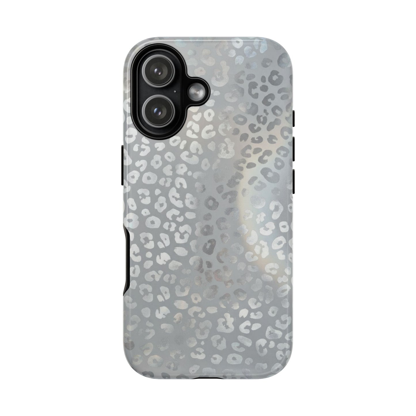 Grey Leopard Print Tough Phone Case — Durable Protective iPhone Cover