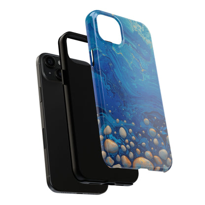 Blue Ocean Pebble Tough Phone Case — Protective Artistic Marble Design