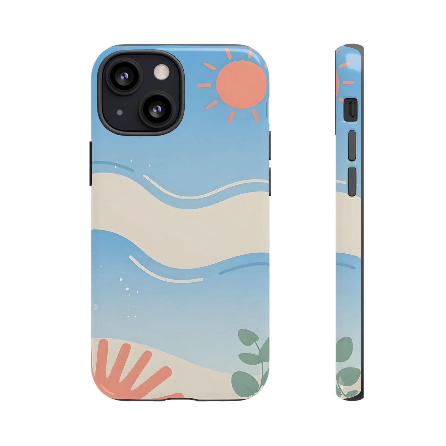 Beach Waves Tough Phone Case — Summer Sun & Seashell Protective Cover